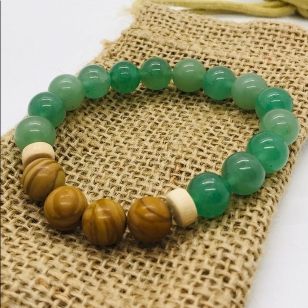 10mm Green Aventurine & Jasper Gemstone Bracelet - Picture 1 of 5